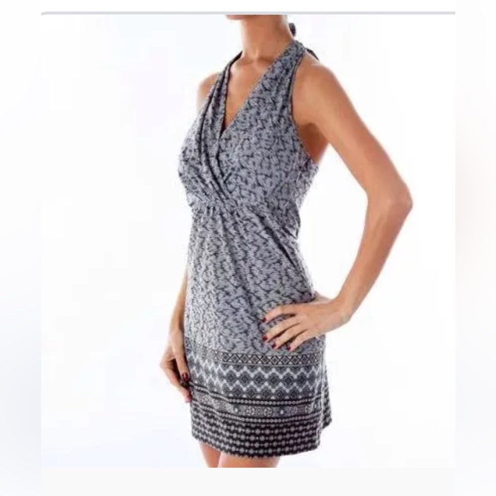 NWOT- Athleta Go Anywhere Gray Patterned Halter Dress